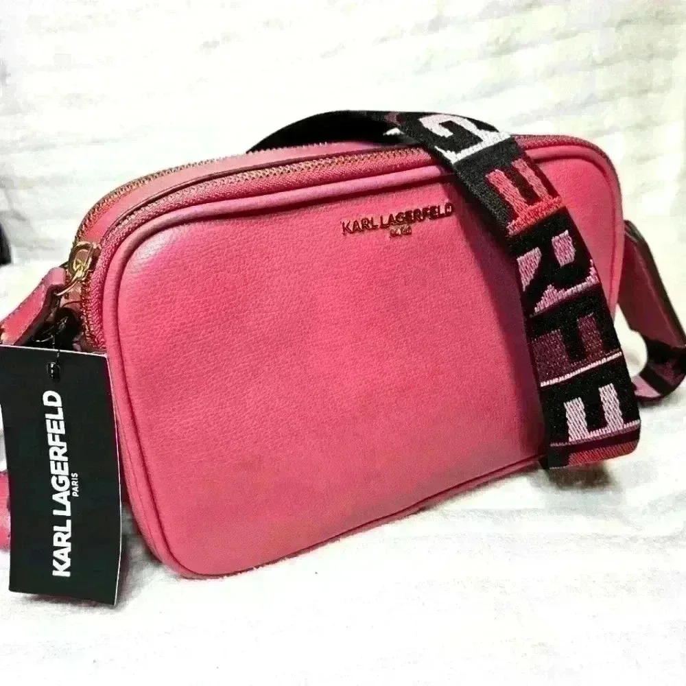 NWT Karl Lagerfeld Paris Crossbody Camera Style Pink Bag. - Picture 1 of 9